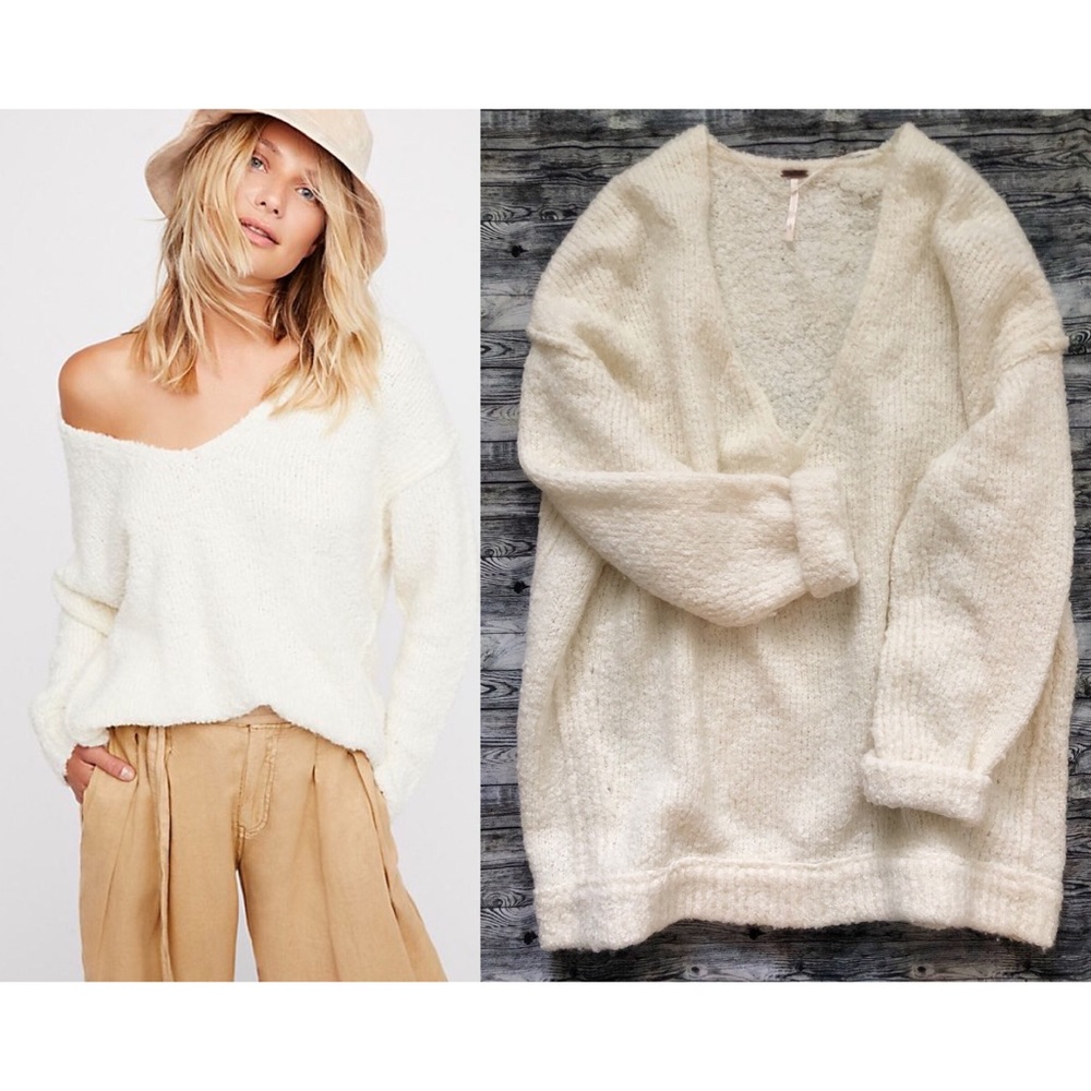 Free People - Oversized Lofty V Neck Sweater